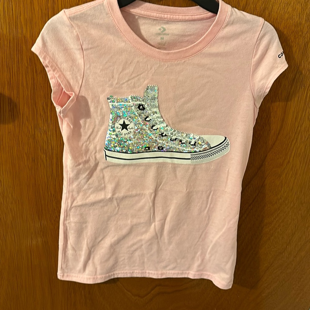 Converse T-shirt sequin flip size M 10-12 years